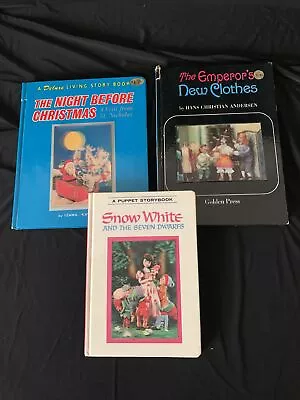 3 Vintage Puppet Storybooks Snow White Emperors New Clothes Night Before Xmas • $29.99