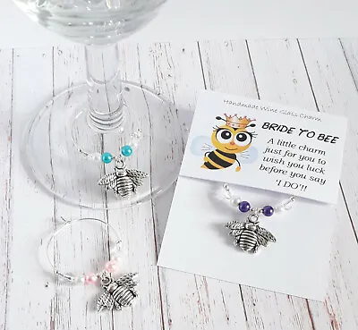 £0.99 • Buy Bride To BEE - Bride Gift - Wedding Day Gift - Hen Party Gift - Wine Glass Charm