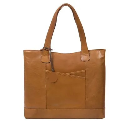 Large Tan Leather Handbag Shoulder Bag Tote • £39.99