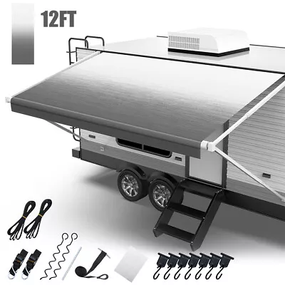 RV Replacement Awning Fabric 12FT Shading Roll Out Vinyl Suit Camper Caravan • $149.29