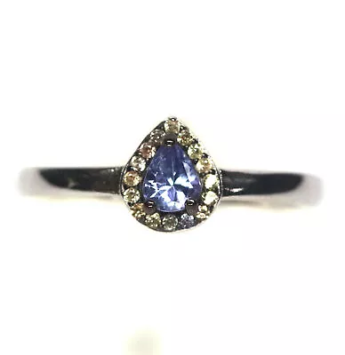 Unheated 4 X 5 Mm. Blue Tanzanite & Yellow Sapphire Ring Silver 925 Sterling • $152