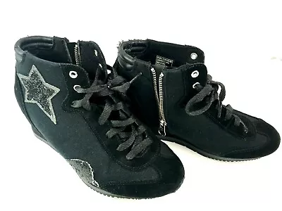 Skechers SKCH+3 Black Leather Star Sneaker Hi Top Women's Size 6.5 • $11.14