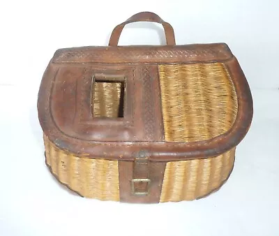 Rare Vintage 15 George Lawrence Leather Tooled Fishing Creel Basket Portland OR • $599