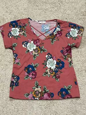 C'est La Vie Womens Shirt Size Small Multicolor Floral Print Strappy Casual • $12.99