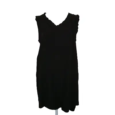 Cloth Stone Womens Top Or Dress Mini Ruffle Neck Black Size Medium • $16