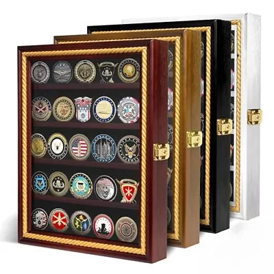 Military Coin Display Case Medal Display - Customizable Glass Display Case - ... • $47.87