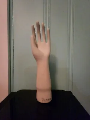 Vintage 1969 White Porcelain Left Hand Glove Model Display 14  Mannequin Part • $50