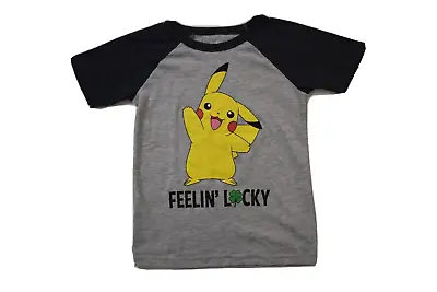 $7.99 • Buy Jumping Beans Boys Pokemon Pikachu Feelin' Lucky Funny Gray Shirt New 4, 5, 6