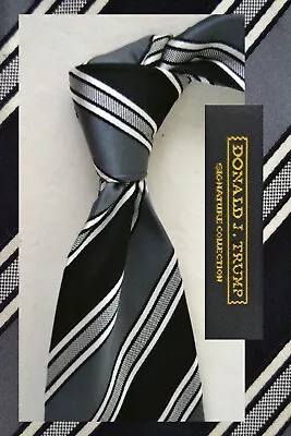 Fantastic Gray Silk Stripe Club Tie By: Donald J. Trump • $24