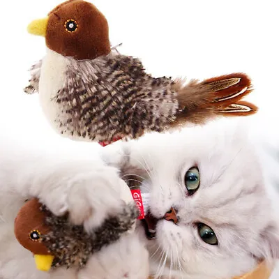 Interactive Cat Toys Chirping Birds Lifelike Sound Simulated Electronic Pet Fun • £6.99