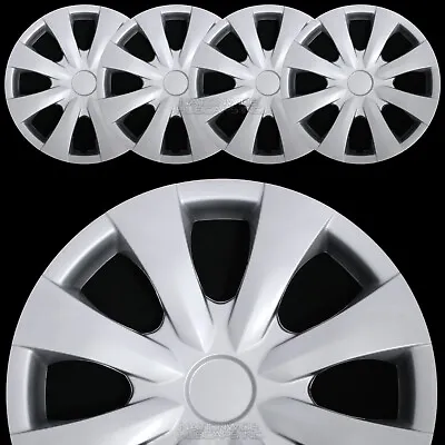 15  Set Of 4 Silver Wheel Covers Snap On Full Hub Caps Fit R15 Tire & Steel Rim • $44.99