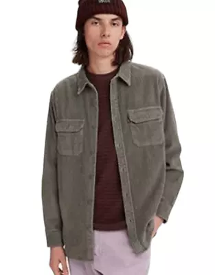 $29 • Buy St John's Bat Gray Quilted Corduroy Shacket Jacket Large Overcoat Streetwear Wor