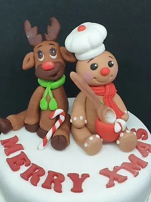£28.50 • Buy Edible Christmas Reindeer Rudolph Gingerbread Man Handmade Cake Topper