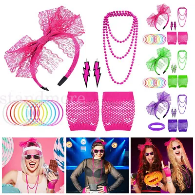 5pc Women Kids 80s Neon Accessories For Dance Hen Stag Fancy Costume Accessories • £5.17