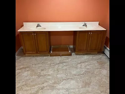 Oak Bathroom Vanity With Solid Surface Top • $600