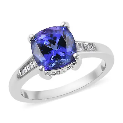 RHAPSODY Platinum AAAA Tanzanite Solitaire Ring  Diamond VS-E-F TCW 2.86Ct • £2339.99