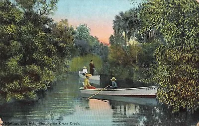 Boating On Crane Creek Melbourne Florida FL 1908 Postcard • $9.95