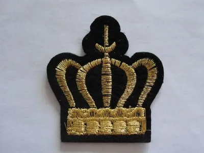 $1.99 • Buy Gold Metallic Crown On Black Embroidered Iron On Patch 2 Inch