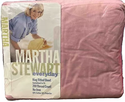 NEW Martha Stewart Everyday KING Fitted Sheet 200 Thread Rose Demon Solid • $15