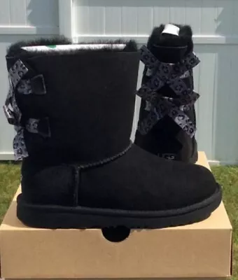 UGG KIDS BAILEY BOW II EXOTIC /closet Exclusive Item#1118835k Black Size 3 • $125