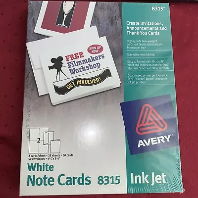 Unopened Avery Note Card - 4.25  X 5.5” - Matte - 50 Card Box - White (8315) • $12.55