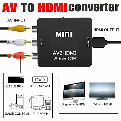 Mini Rca To Hdmi Converter Adapter 1080p Av Input To Hdmi Video Output • $9.59