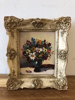 Stunning Original Small Framed Oil On Board Painting Of Flowers Great Detail • £3