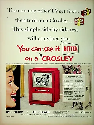 Crosley TV Television George Arliss 21 Inch Jerry Mahoney 1952 Vintage Print Ad • $12.95