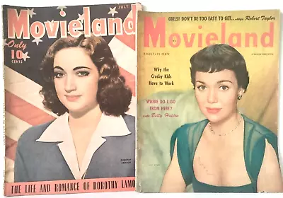 Vintage Movieland Magazines July 1943 August 1950 Movie Stars D Lamour J Wyman • $34.99