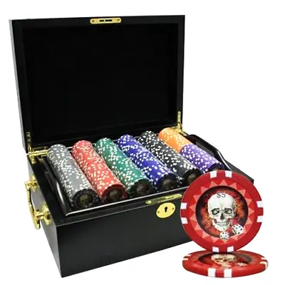 Mrc Poker 500pcs 13.5g Skull Poker Chips Set With Mahogany Case • $169.99