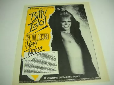 BILLY IDOL Open Shirt And Off The Record With MARY TURNER 1986 Promo Poster Ad • $9.95