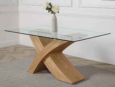 Valencia Oak 160 Cm X 90 Cm Glass Dining Table For 6 Criss Cross Dining Table • £489