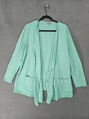 J Jill Womens Cardigan Sweater Open Front Cotton Mint Green Size XL • $13.30