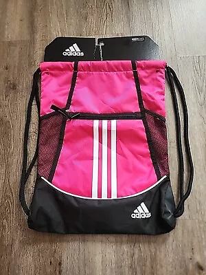 Adidas Drawstring Gym Bag Pink And Black Men’s Women’s Apparel Backpack Soccer • $20.99