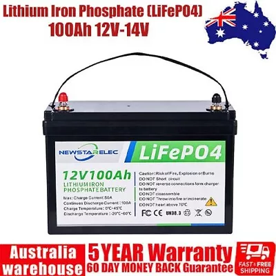 NEWSTAR 100AH LiFePO4 Lithium Iron Phosphate 12V-14V Deep Cycle Battery • $335.99