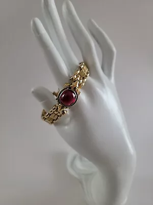 Vintage Victorian Gold Filled Ruby Cabochon Bracelet 6  By Lenox • $69.99