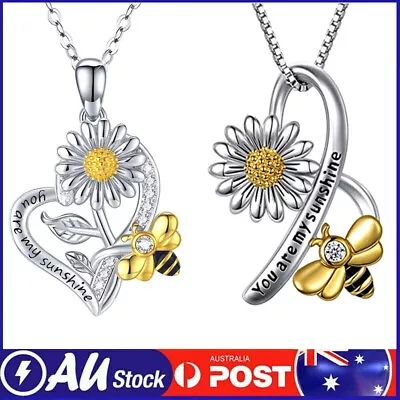 You Are My Sunshine Bee Sunflower Necklace Men Women Collar Pendant Gifts AU • $9.69