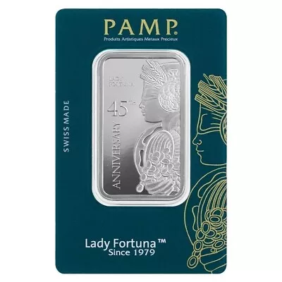 PAMP Suisse Lady Fortuna 45th Anniversary 1 Oz Silver Bar (In Assay) • £66.32