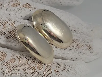 Vintage Earrings Oval Modernist Hollow STATEMENT Sterling Silver 925 7 Grams • $43.20