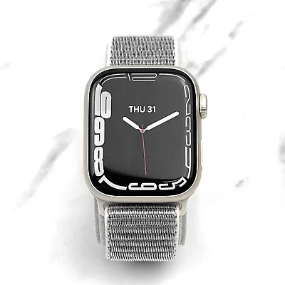 $229.99 • Buy Apple Watch Series 7 41mm Starlight Aluminum With Silver Nylon Loop GPS