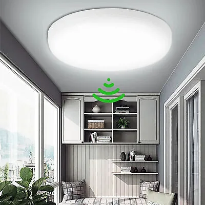 £9.36 • Buy Modern LED Ceiling Light PIR Sensor Round Panel Down Light Kitchen Bathroom Lamp