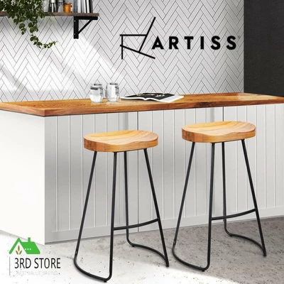 $150.30 • Buy Artiss Tractor Bar Stools Kitchen Bar Stool Wooden Vintage Retro Chair Nature X2