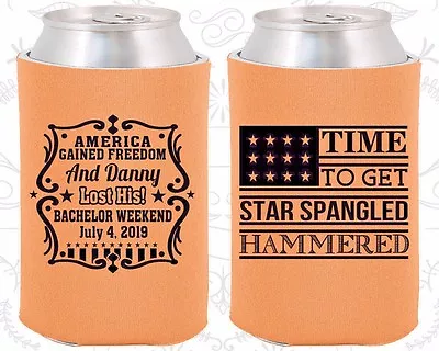 Bachelor Party Koozies Koozie Favors Giveaways (40032) Star Spangled Hammered • $59