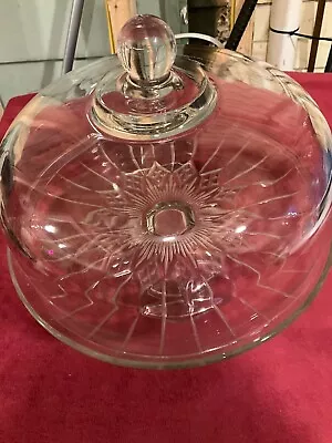 Vintage Anchor Hocking Cake Stand W/Dome Cover Canfield Star Pattern  • $100