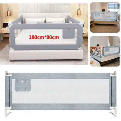 Kids Bed Guard Toddler Safety Child Bedguard Folding Sleeper Bed Rail 180CM Grey • £20.99