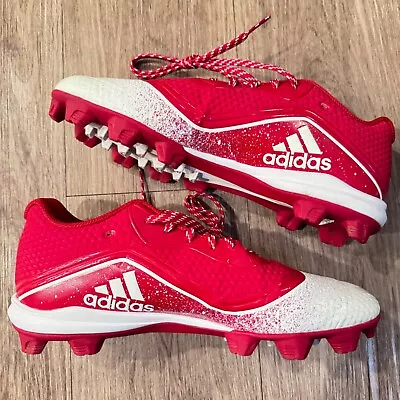 Adidas Spg 753001 Baseball Soccer Cleats Red White Mens Size 10 Great Condition • $15.99