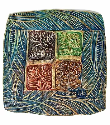 Tree Of Life Ceramic Art Tile Wall Plaque Maria Kearova Original Copper Shimmer • $54