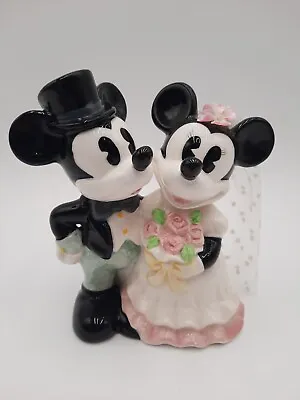 Mickey And Minnie Mouse Bride And Groom Ceramic Figurine Wedding Cake Topper • $24.99