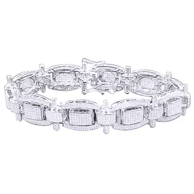 5 Ct Round Cut Natural Diamond Men's Link Bracelet In Solid 925 Sterling Silver • $3758.96