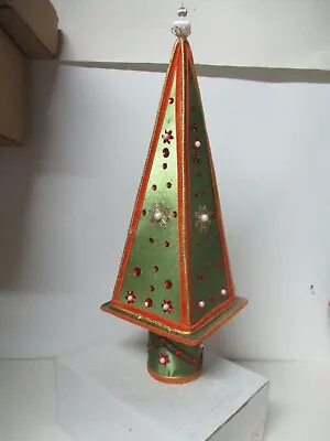 Unusual 14 1/2  Tall Vintage Christmas Revolving Musical Tree • $40